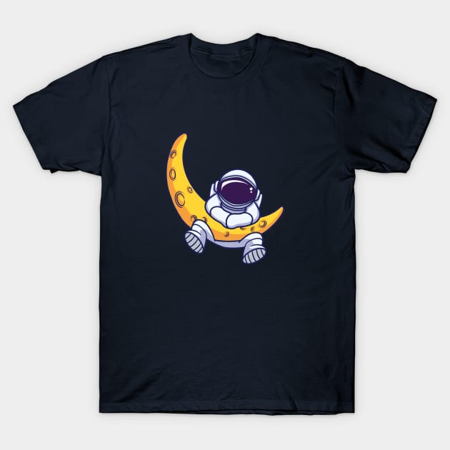 Astronaut With Sickle Moon T-Shirt by jmaharart